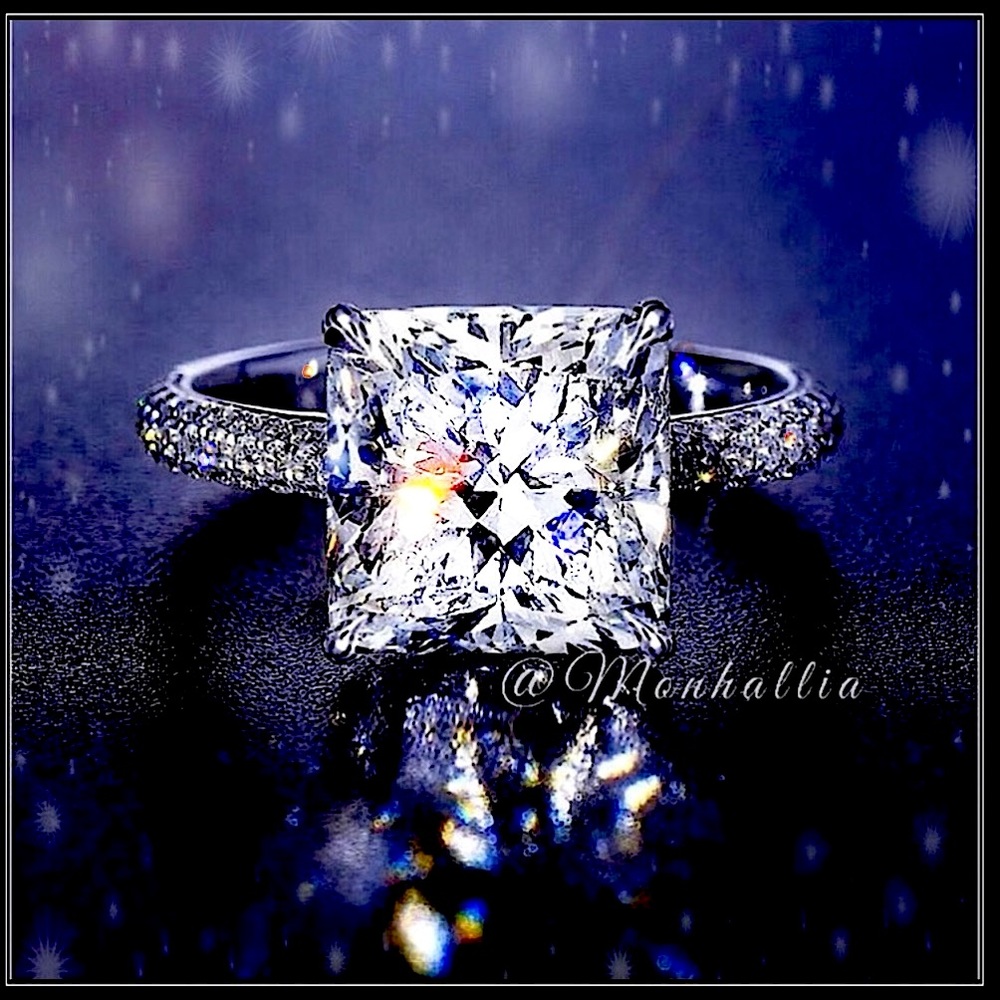 NEW 925 ASSCHER SIMULATED DIAMOND 5g SILVER PRINCESS SQUARE CUSHION RING